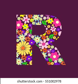 Letter of beautiful flowers R