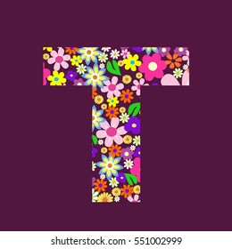 Letter of beautiful flowers T