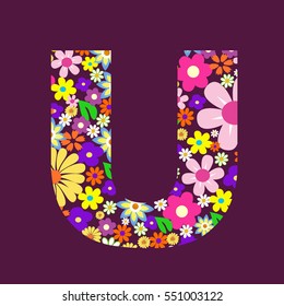 Letter of beautiful flowers U