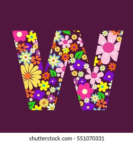 Letter Beautiful Flowers W Stock Vector (Royalty Free) 551070331 ...