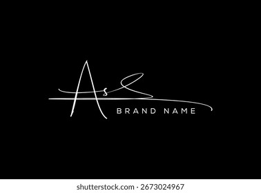 Logotipo cursivo de la escritura a mano de la belleza de la letra de AS.