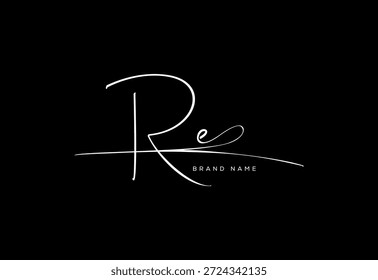 RE Brief Schönheit kursive Handschrift Logo. Vektorlogo| abstraktes Logo| minimalistisches Logo| Markenidentität| Kalligrafiedesign.