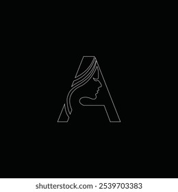 Letter A beauty face line art vector logo illustration design

