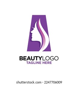 Letter A Beauty Face Logo Design Template Inspiration, Vector Illustration.