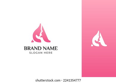 A Letter Beauty Face Pink Logo Design Vector