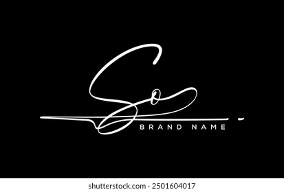 SO letter beauty handwriting vector logo. 