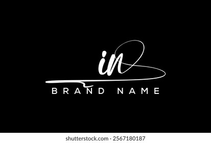 IN letter beauty handwriting vector logo. 