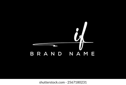 IF letter beauty handwriting vector logo. 
