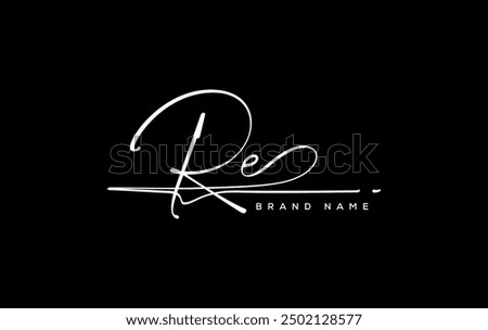 RE letter beauty handwriting vector logo. 
