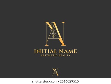  Letter AN Beauty Logo with Flourish Ornament Luxury
