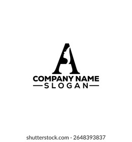 Letter A Beauty Logo with Woman's Face Silhouette
