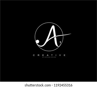 letter A beauty vintage script inside circle line minimal monogram logo