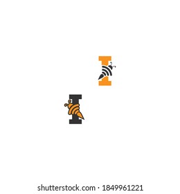 Letter I bee icon  creative design logo illustration