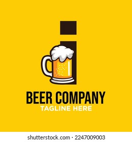 Letter I Beer Logo Design Template Inspiration, Vector Illustration.