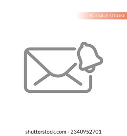 Brief mit Glocke-Benachrichtigungslinie Vektorsymbol. Umrisssymbol für Umschlag, E-Mail oder Post.
