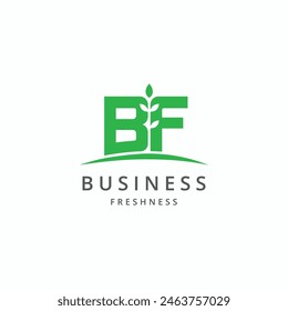 Letter BF with growing plant agriculture farm logo design template.