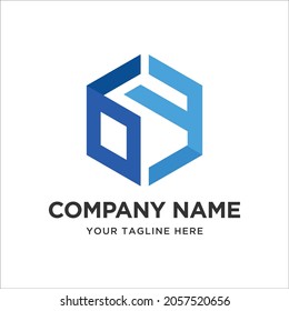 Letter BF Hexagon Simple Design