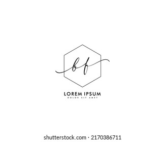 Letter BF Initial handwriting logo with signature and hand drawn style.