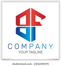 letter BF initial hexagon logo icon premium elegant template vector eps 10