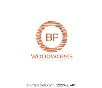 Letter BF initial wood logo vector