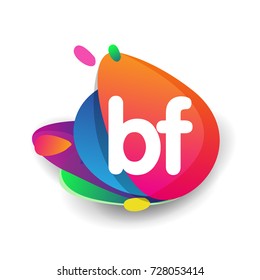 Letter BF logo with colorful splash background, letter combination logo design for creative industry, web, business and company.
