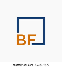 Letter BF Logo design with square frame line art. business consulting concept. studio,room,group icon. Suitable for business, consulting group company. - vector