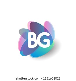 Letter BG logo with colorful splash background, letter combination logo design for creative industry, web, business and company.