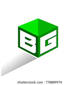 Letter BG logo in hexagon shape and green background, cube logo with letter design for company identity.
