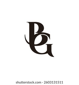 letter bg simple curves linked elegant logo vector 