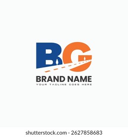 Letter BG with street road logo design. Initial BG monogram transportation, travel, delivery logo 