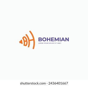 Letter BH with audio speaker logo design concept. BH monogram soundwave shape vector icon