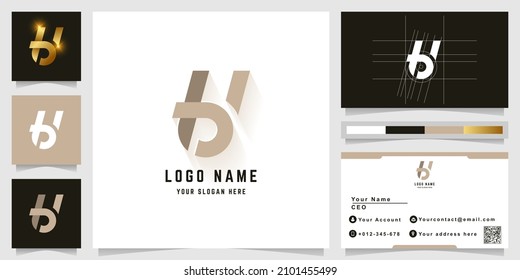 Letter bH or bU monogram logo with business card design