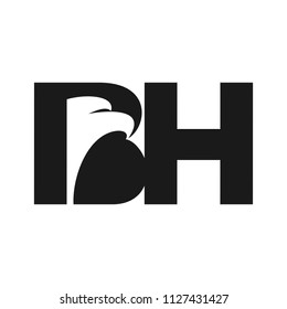 Letter BH and eagle vector logo.