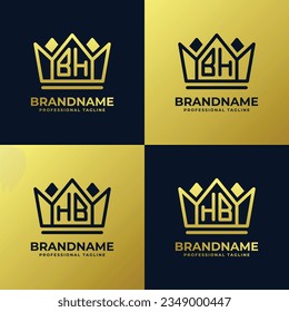 Letter BH and HB Home King Logo Set, suitable for business with BH or HB initials.