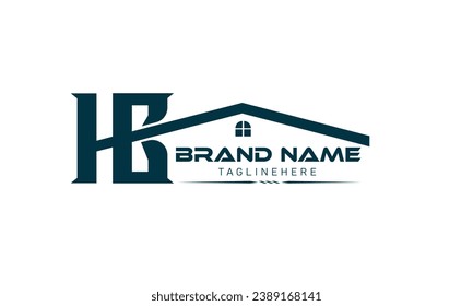 Letter BH or HB Line Abstract Creative Modern Business Logo in blue color isolated on a white background applied for high-end construction company logo design inspiration template