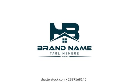 Letter BH or HB Line Abstract Creative Modern Business Logo in blue color isolated on a white background applied for high-end construction company logo design inspiration template