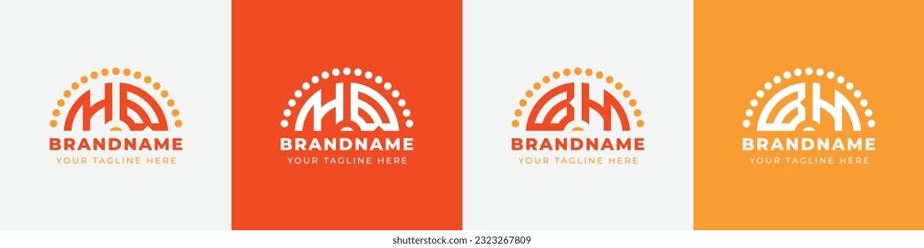 Letter BH and HB Sunrise  Logo Set, suitable for any business with BH or HB initials.