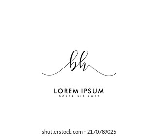 Letter BH Initial Handschrift Logo mit Unterschrift und handgezeichnet Stil.