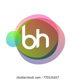 Letter BH logo with colorful splash background, letter combination logo design for creative industry, web, business and company.

