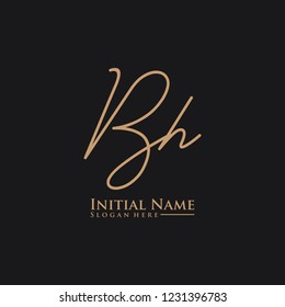 Letter Bh Logo. Initial Letter Design Vector Luxury Colors