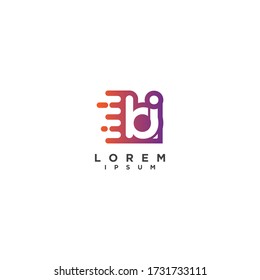 Letter BI IB fast moving logo icon design template elements