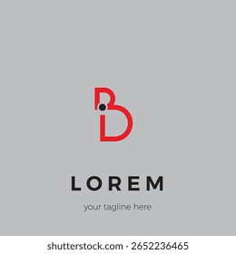 Der Buchstabe Bi oder iB Logo ist mit den dominanten schwarzen und roten Punktfarben auf grauem Hintergrund verbunden.