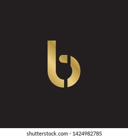 Letter bi linked lowercase logo design template elements. Gold letter Isolated on black  background. Suitable for business, consulting group company.