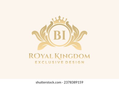 Letter BI  template logo Luxury. Monogram alphabet . Beautiful royal initials letter.