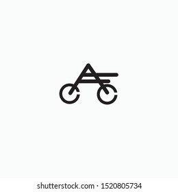 Letter A Bicycle Logo. Design Template