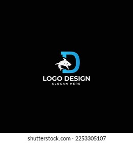 Letter with Big dolphin colorful logo design 
