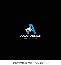 Letter with Big dolphin colorful logo design 