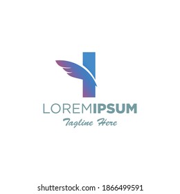 letter i with bird logo design template