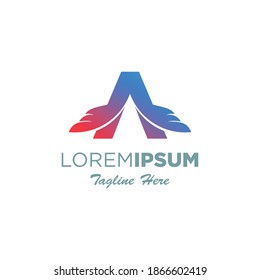 letter A with bird logo design template