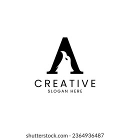 Letter A Bird Logo Design Vector Template